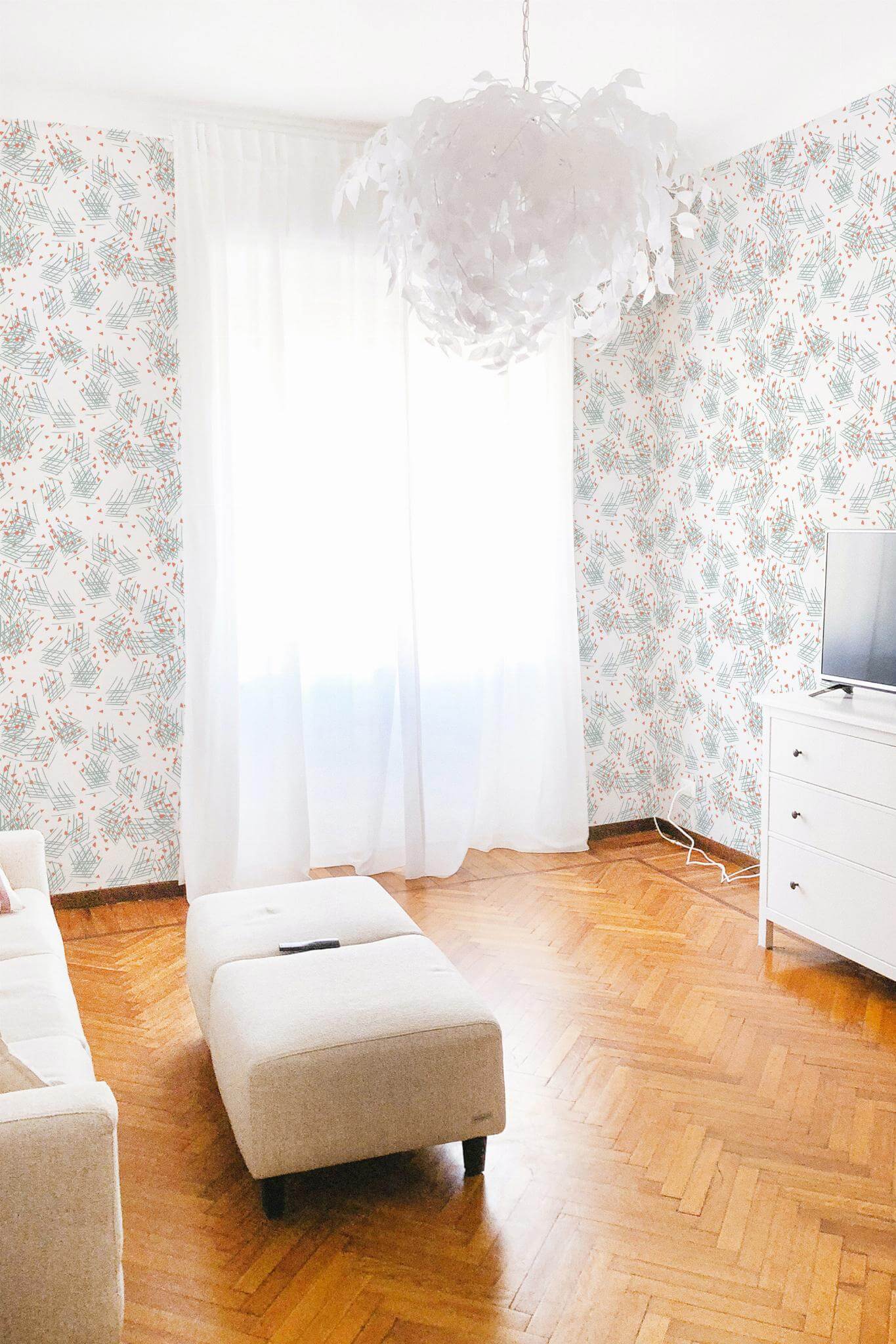 Orange & Green Abstract Wallpaper | Modern Artistic Design | Contemporary Geometric Wall Mural