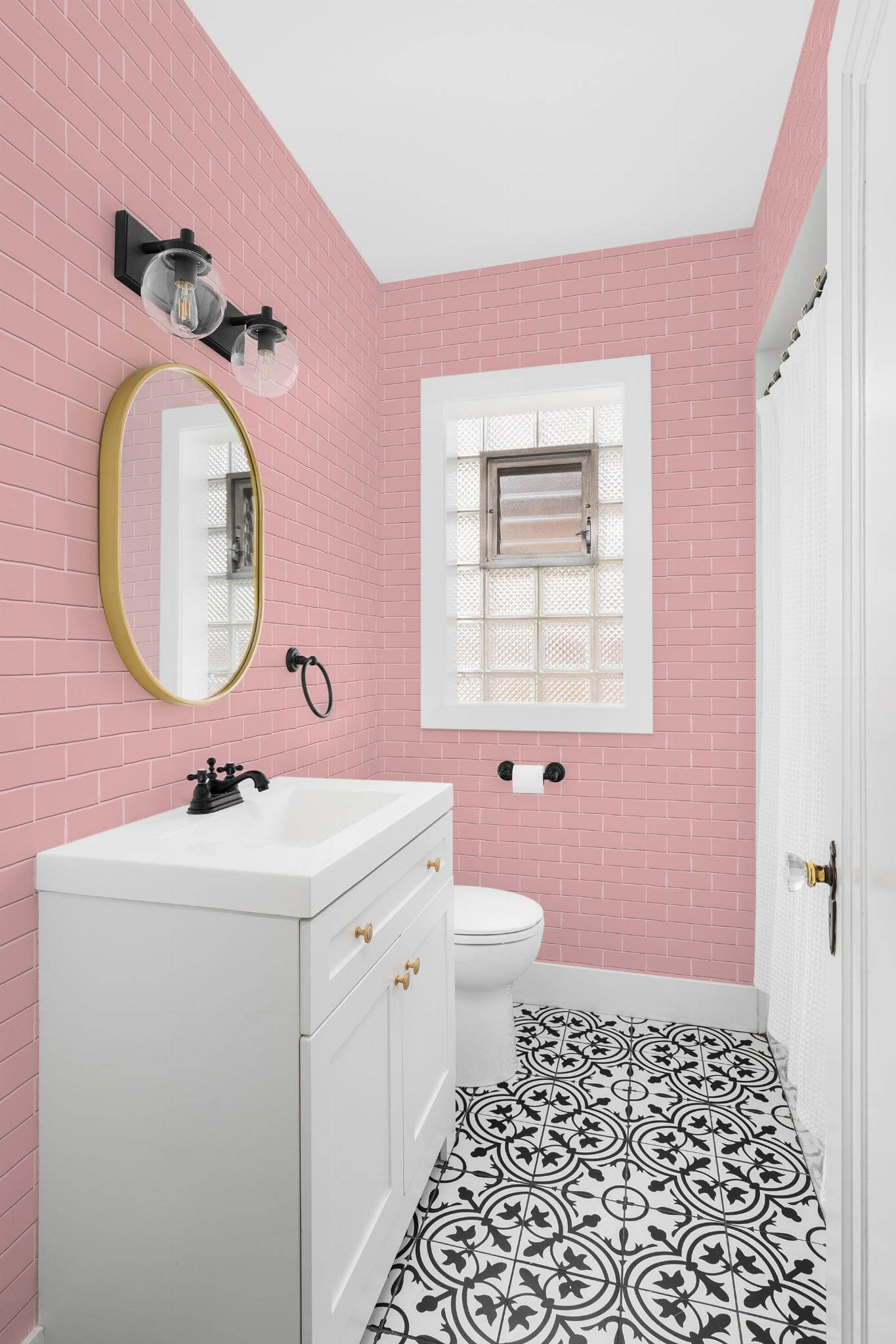 Pink Brick Wallpaper | Modern Industrial Loft Style | Realistic Textured Wall Mural