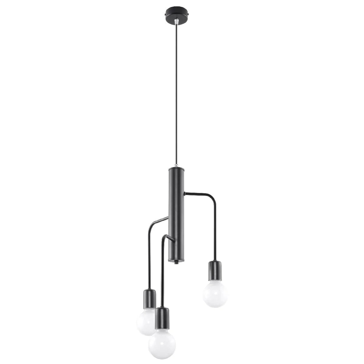 Modern 3-Light Black Chandelier | Industrial Steel Pendant | Minimalist Loft Ceiling Light