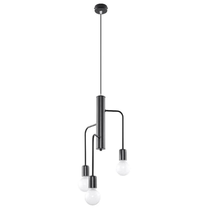 Modern 3-Light Black Chandelier | Industrial Steel Pendant | Minimalist Loft Ceiling Light