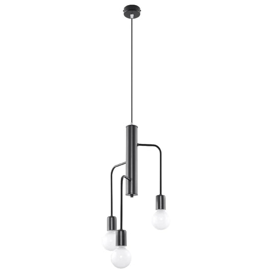 Modern 3-Light Black Chandelier | Industrial Steel Pendant | Minimalist Loft Ceiling Light