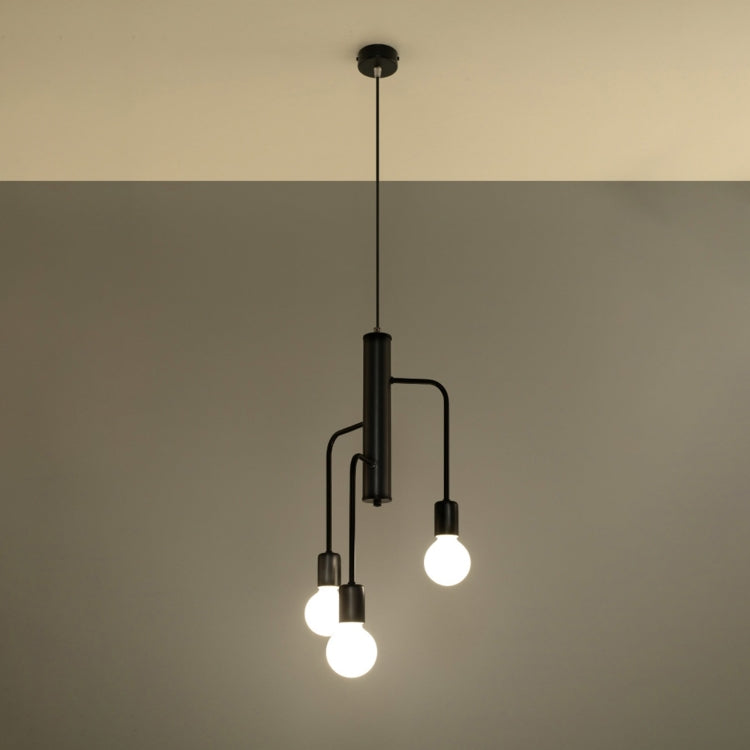 Modern 3-Light Black Chandelier | Industrial Steel Pendant | Minimalist Loft Ceiling Light