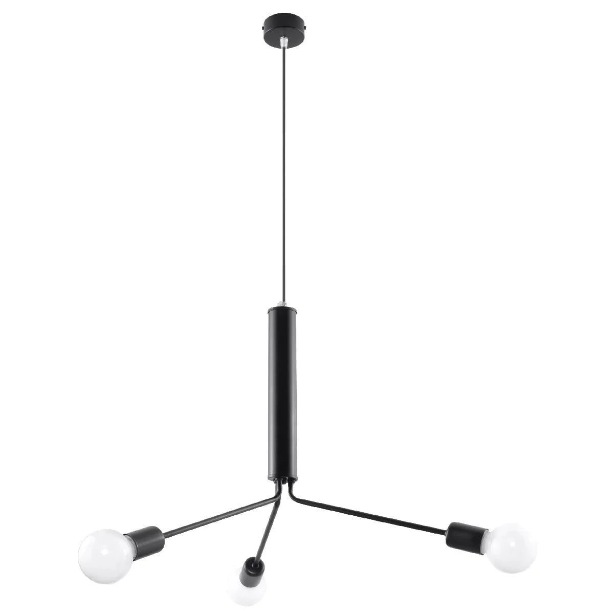 Modern 3-Light Black Chandelier | Industrial Steel Ceiling Light | Adjustable Loft Pendant