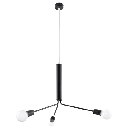 Modern 3-Light Black Chandelier | Industrial Steel Ceiling Light | Adjustable Loft Pendant