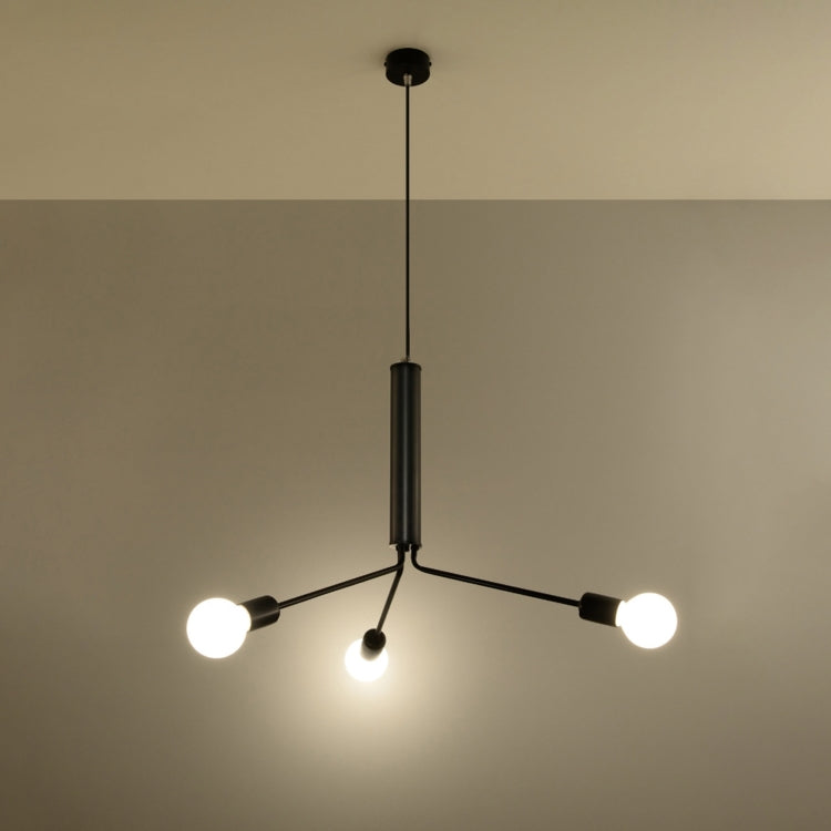 Modern 3-Light Black Chandelier | Industrial Steel Ceiling Light | Adjustable Loft Pendant