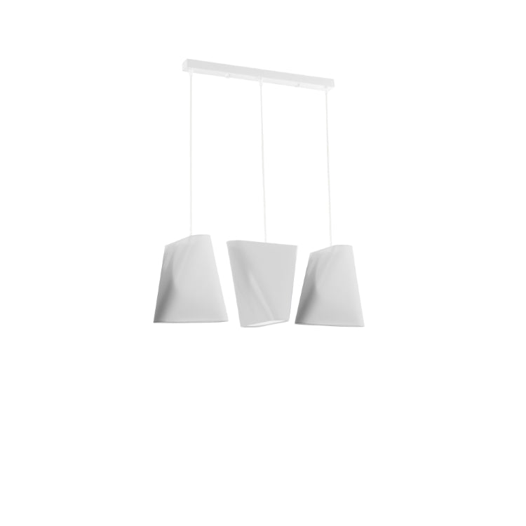 Modern 3-Light White Chandelier | Fabric Shade Ceiling Light | Minimalist Contemporary Lighting