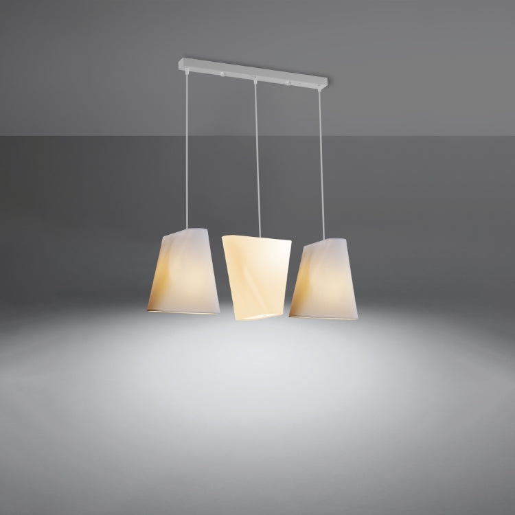 Modern 3-Light White Chandelier | Fabric Shade Ceiling Light | Minimalist Contemporary Lighting