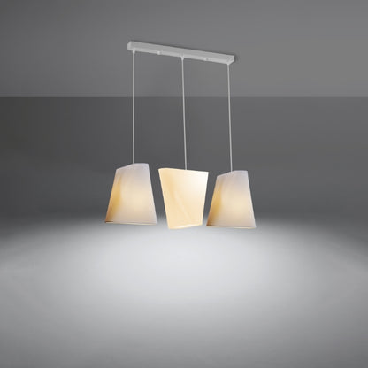 Modern 3-Light White Chandelier | Fabric Shade Ceiling Light | Minimalist Contemporary Lighting