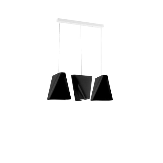 Modern 3-Light Black Chandelier | Fabric Shade Ceiling Light | Minimalist Home Lighting