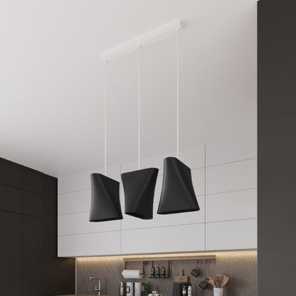Modern 3-Light Black Chandelier | Fabric Shade Ceiling Light | Minimalist Home Lighting