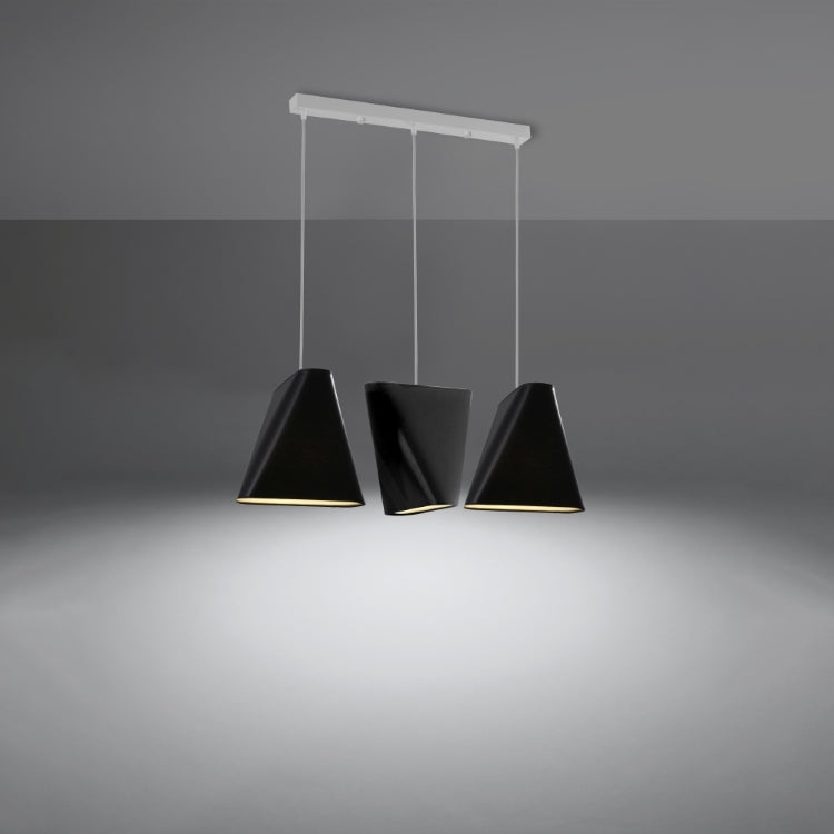 Modern 3-Light Black Chandelier | Fabric Shade Ceiling Light | Minimalist Home Lighting