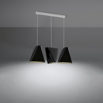Modern 3-Light Black Chandelier | Fabric Shade Ceiling Light | Minimalist Home Lighting