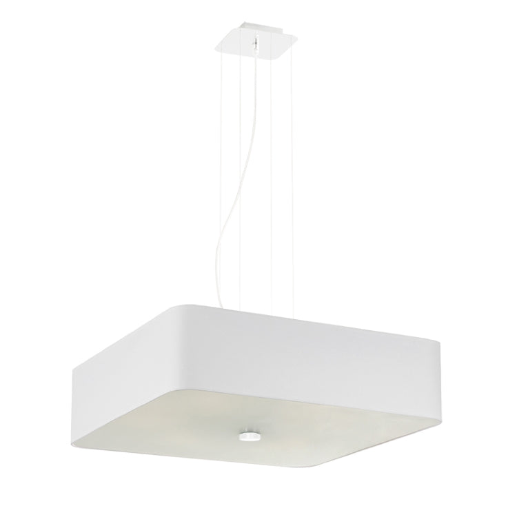 Modern White Ceiling Light | Square Fabric Shade | Contemporary Minimalist Design