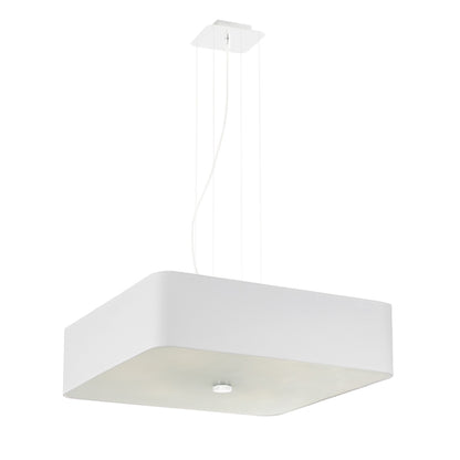 Modern White Ceiling Light | Square Fabric Shade | Contemporary Minimalist Design