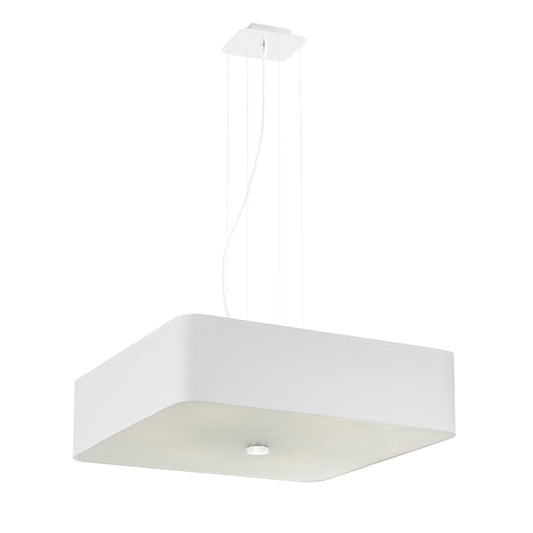 Modern White Ceiling Light | Square Fabric Shade | Contemporary Minimalist Design