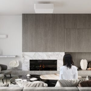 Modern White Ceiling Light | Square Fabric Shade | Contemporary Minimalist Design