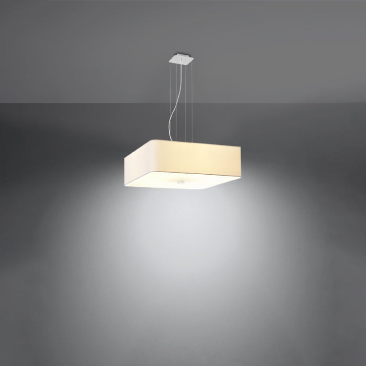 Modern White Ceiling Light | Square Fabric Shade | Contemporary Minimalist Design