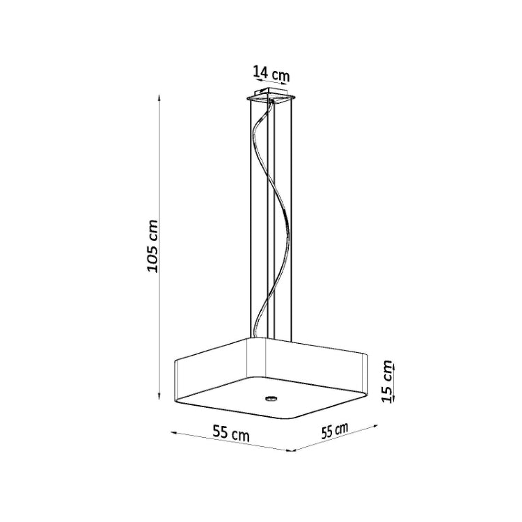 Contemporary Square Ceiling Light | Modern Fabric & Glass Pendant | 5-Light Black Fixture