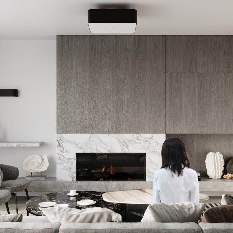 Contemporary Square Ceiling Light | Modern Fabric & Glass Pendant | 5-Light Black Fixture