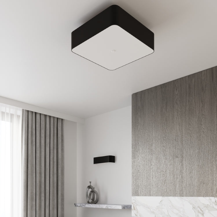 Contemporary Square Ceiling Light | Modern Fabric & Glass Pendant | 5-Light Black Fixture