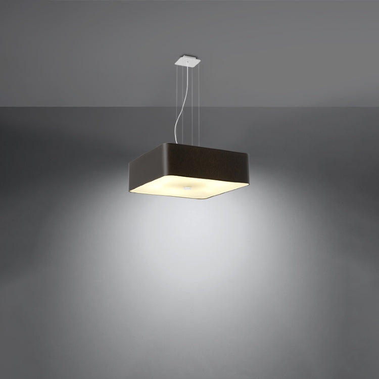 Contemporary Square Ceiling Light | Modern Fabric & Glass Pendant | 5-Light Black Fixture