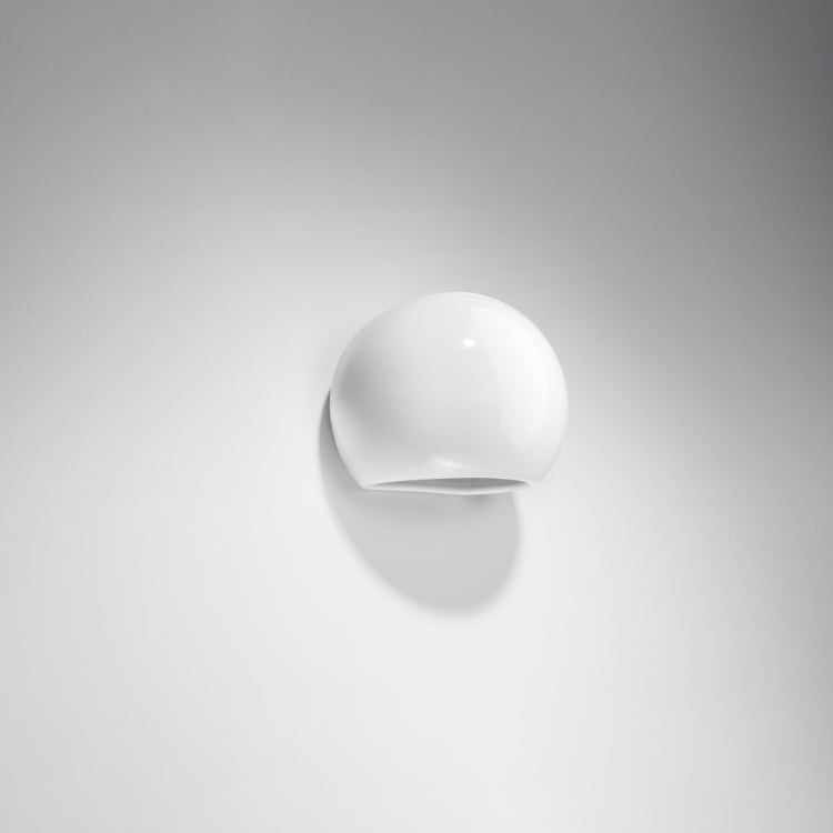 Globe White Ceramic | Wall Lamp | Round Modern Light Fixture | Bedroom & Hallway