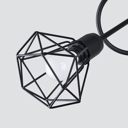 Modern 3-Light Black Chandelier | Open Steel Cage Ceiling Light | Industrial Loft Design