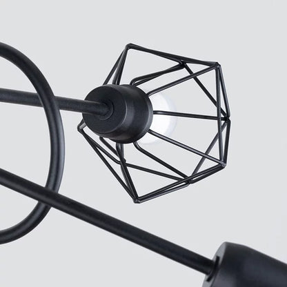 Modern 5-Light Black Chandelier | Open Steel Cage Ceiling Light | Industrial Loft Design
