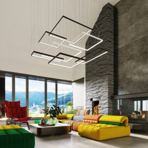 Modern LED Ceiling Light 70W | Black Aluminium Pendant | Contemporary Square Design 3000K Warm White