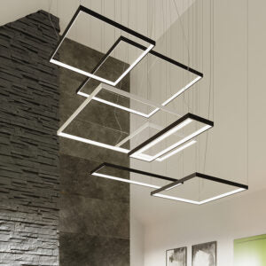 Modern LED Ceiling Light 70W | Black Aluminium Pendant | Contemporary Square Design 3000K Warm White