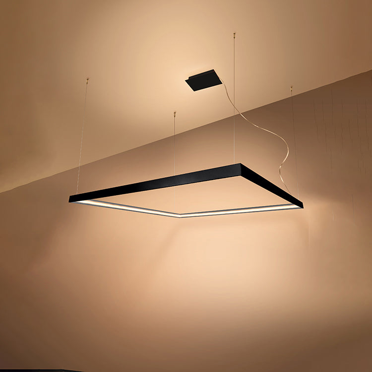 Modern LED Ceiling Light 70W | Black Aluminium Pendant | Contemporary Square Design 3000K Warm White