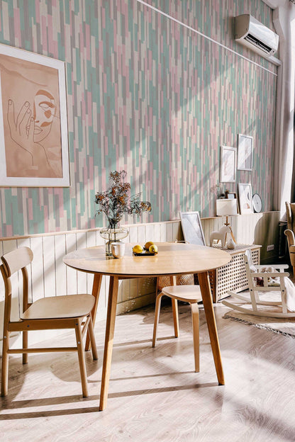 Vibrant Colourful Wood Parquet Wallpaper | Modern Rustic Design | Realistic Textured Wall Mural