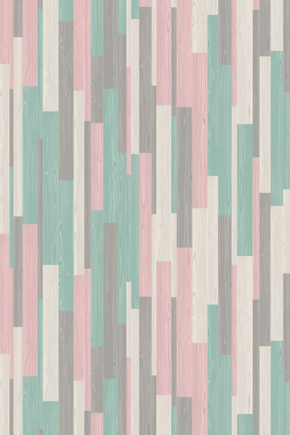 Vibrant Colourful Wood Parquet Wallpaper | Modern Rustic Design | Realistic Textured Wall Mural