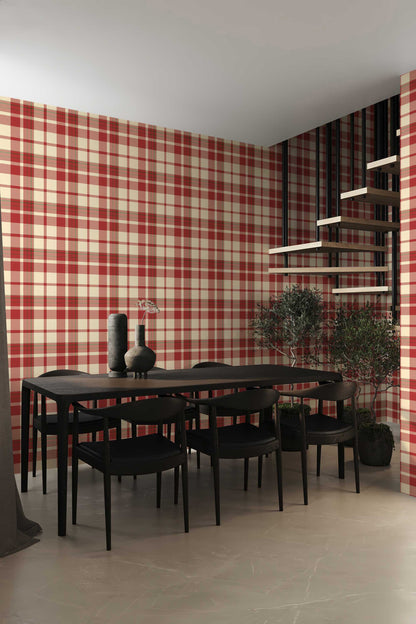 Rustic Plaid Wallpaper | Classic Tartan Pattern | Cozy Farmhouse & Cottage Wall Decor