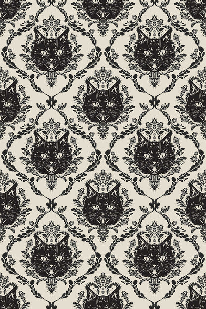 Baroque Gothic Cats Wallpaper | Vintage Victorian Design | Dramatic Luxury Wall Mural