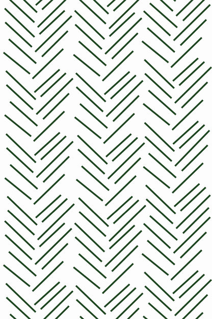 Green Herringbone Wallpaper | Modern Scandinavian Design | Realistic Textured Wall Mural