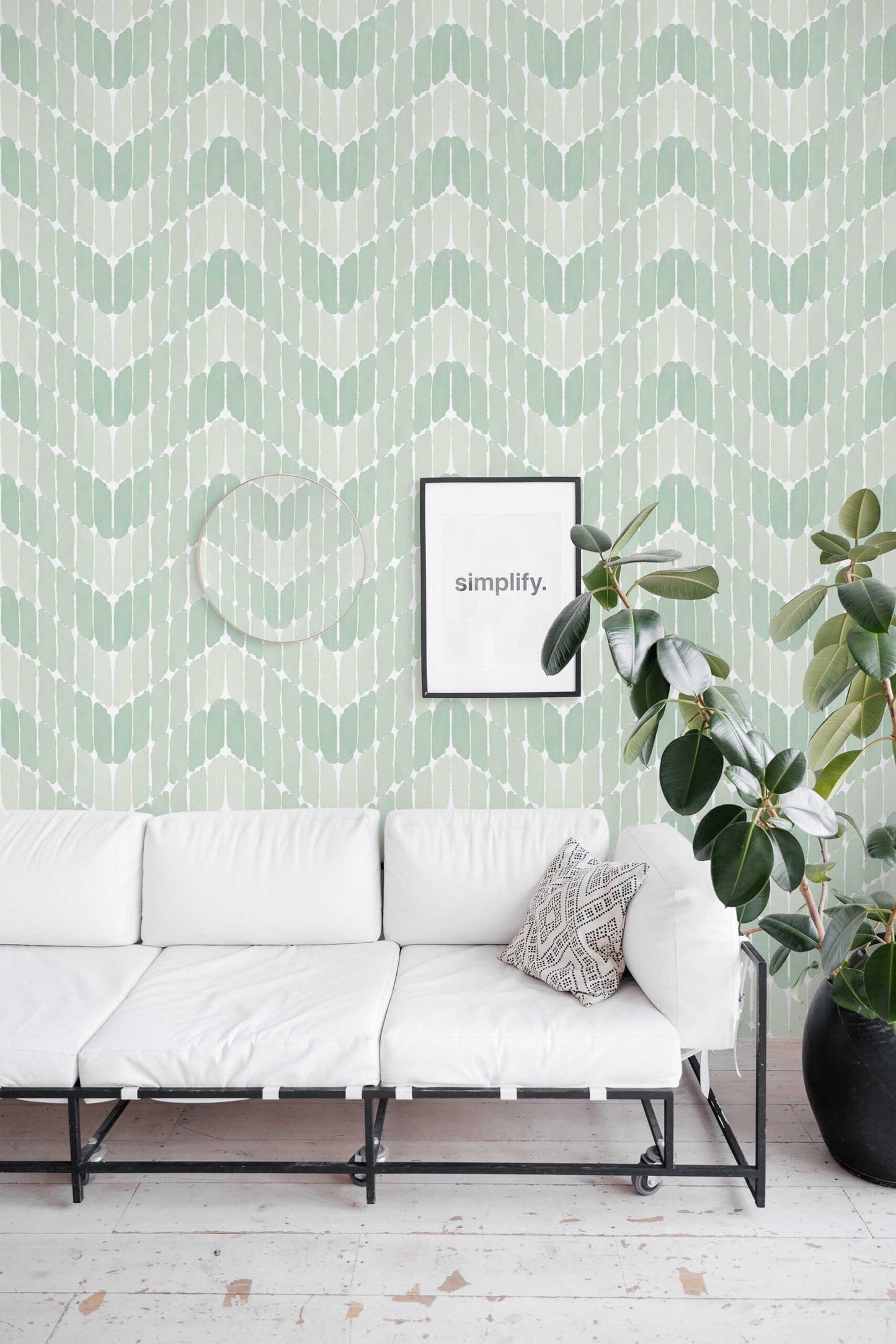 Paintstrokes in Green Wallpaper | Modern Abstract Design | Elegant Artistic Wall Mural