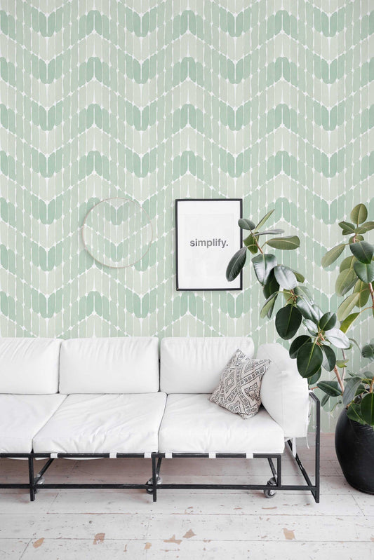 Paintstrokes in Green Wallpaper | Modern Abstract Design | Elegant Artistic Wall Mural