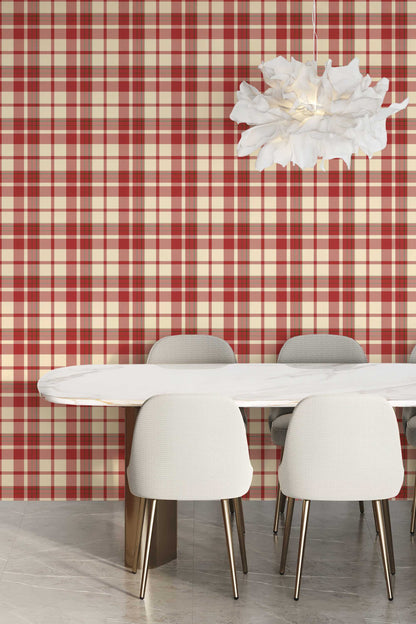 Rustic Plaid Wallpaper | Classic Tartan Pattern | Cozy Farmhouse & Cottage Wall Decor