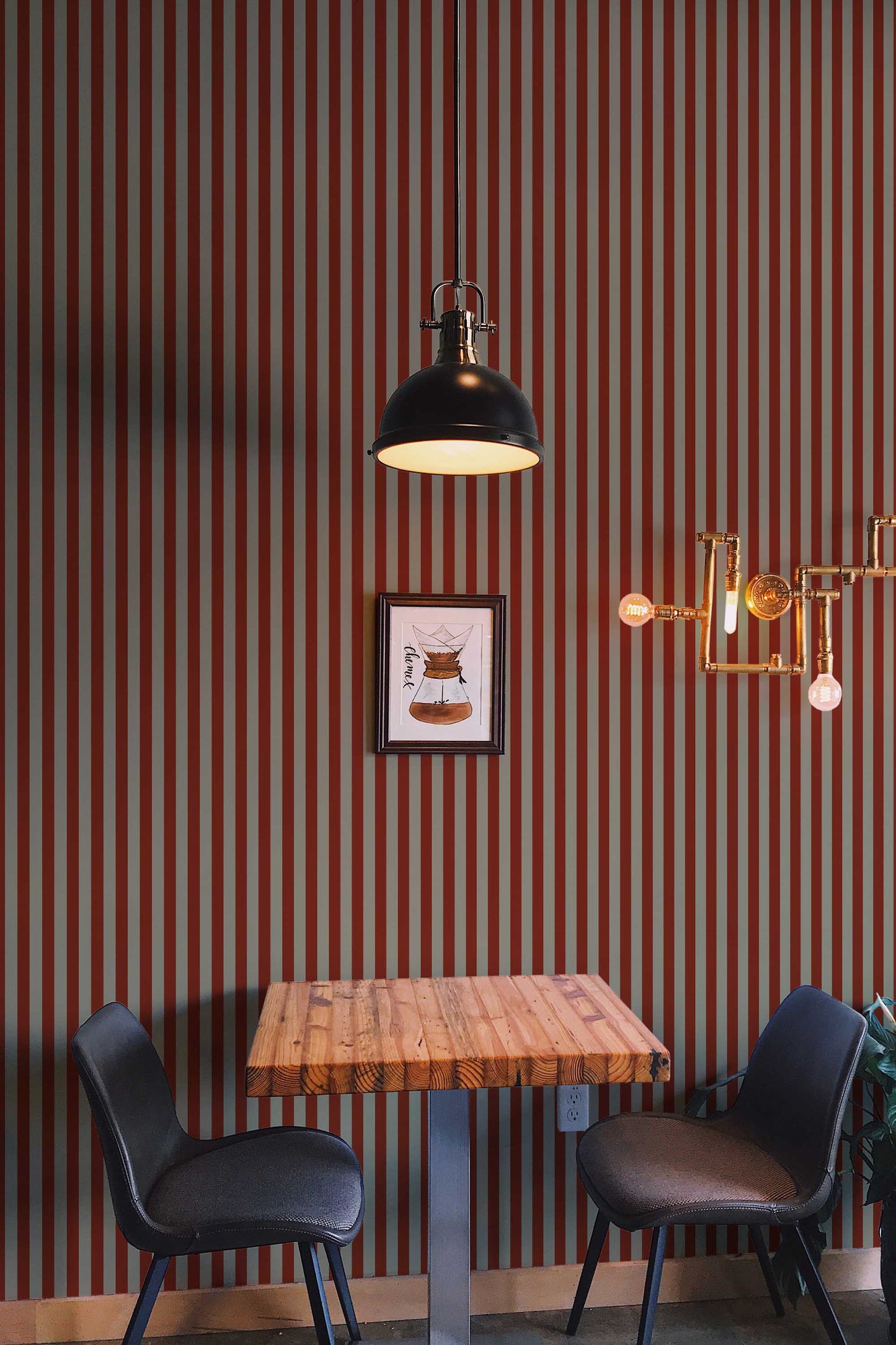 Festive Stripes Wallpaper | Red & Gold Holiday Design | Elegant Modern Wall Mural