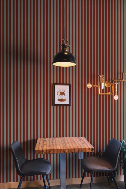 Festive Stripes Wallpaper | Red & Gold Holiday Design | Elegant Modern Wall Mural
