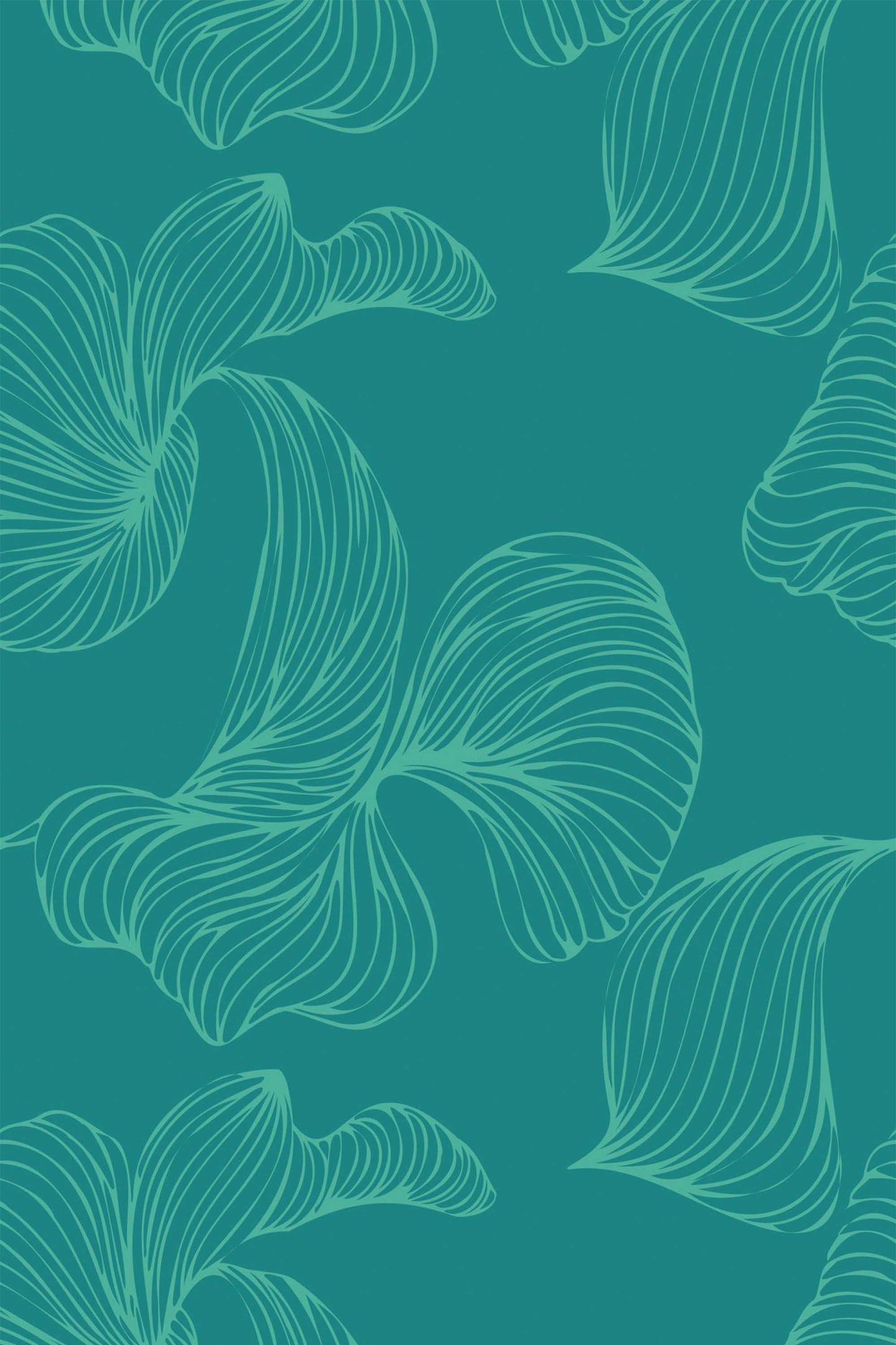 Calm Teal Wallpaper | Modern Botanical Design | Elegant Textured Wall Mural