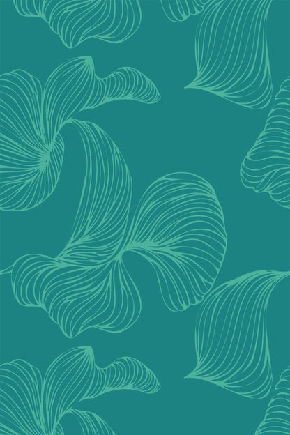 Calm Teal Wallpaper | Modern Botanical Design | Elegant Textured Wall Mural