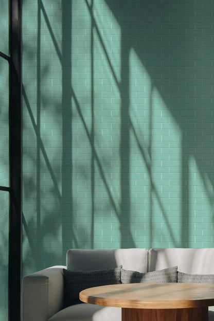Turquoise Brick Wallpaper | Modern Scandinavian Style | Realistic Textured Wall Mural