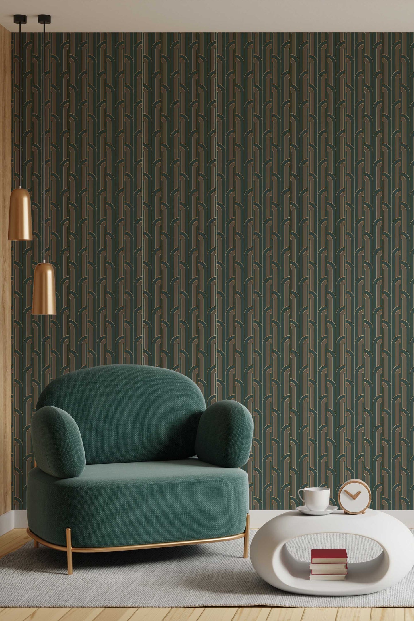 Deco Green Wallpaper | Art Deco Geometric Design | Elegant Modern Wall Mural