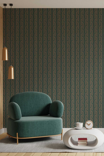 Deco Green Wallpaper | Art Deco Geometric Design | Elegant Modern Wall Mural